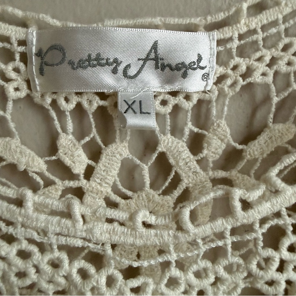 Pretty Angel Boho Lace Tunic Top XL Ivory Crochet & Lace Romantic Festival - Picture 3 of 13